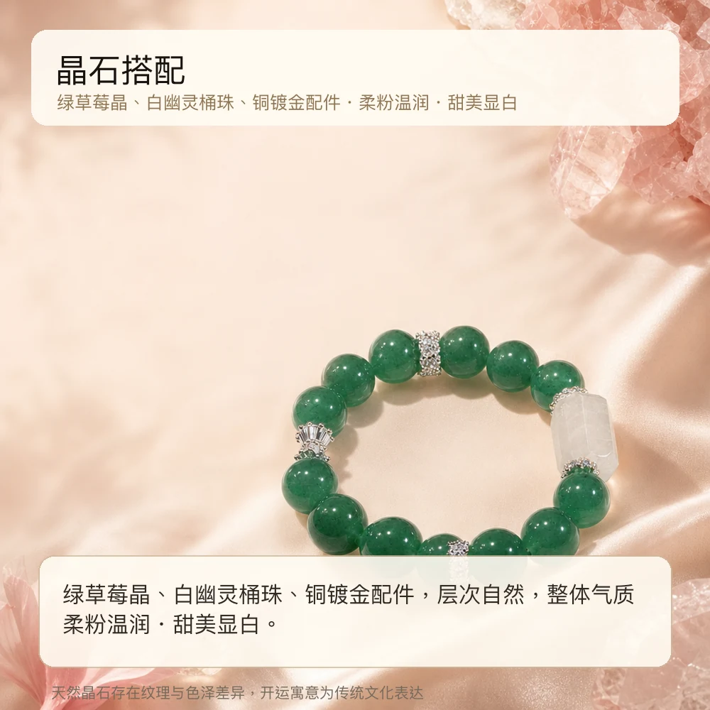 绿草莓晶 · 灵秀桶珠串 详情大图 2