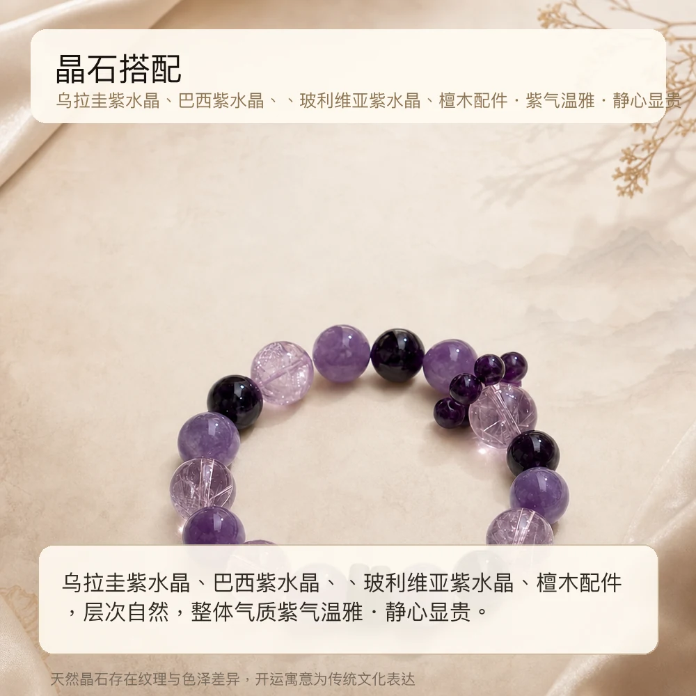 三地紫晶 · 静心檀韵串 详情大图 2