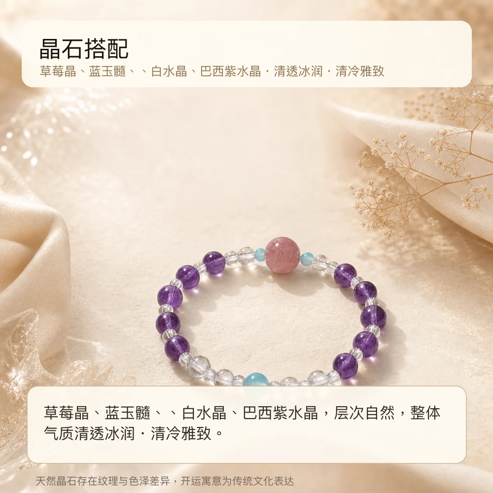 草莓蓝玉髓 · 灵感紫晶串 详情大图 2